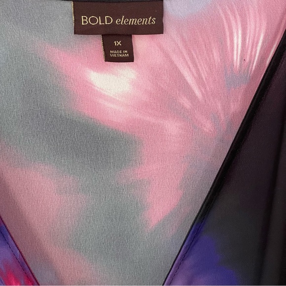 Bold Elements Woman’s Plus Sz Maternity Blouse Multi-Color Long Sleeves V-Neck - Picture 3 of 10